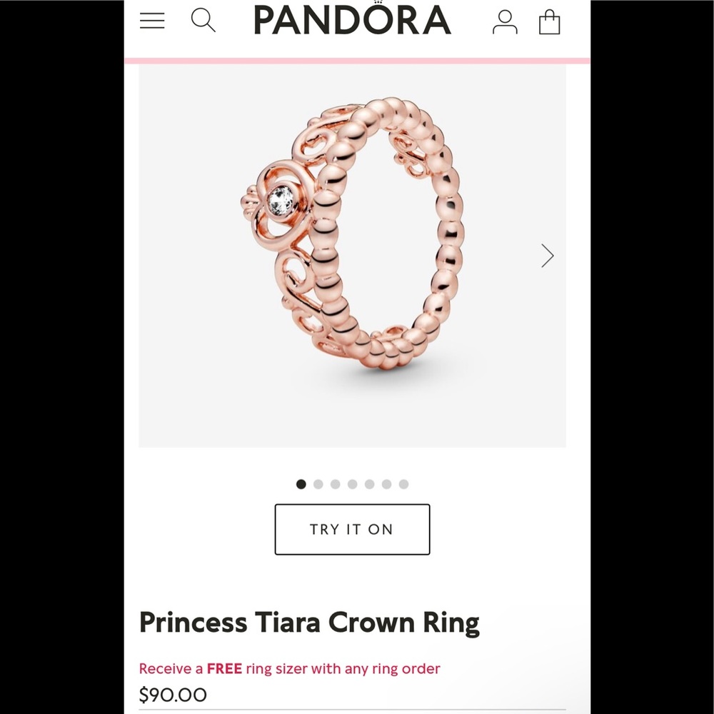Pandora tiara ring (size 5)